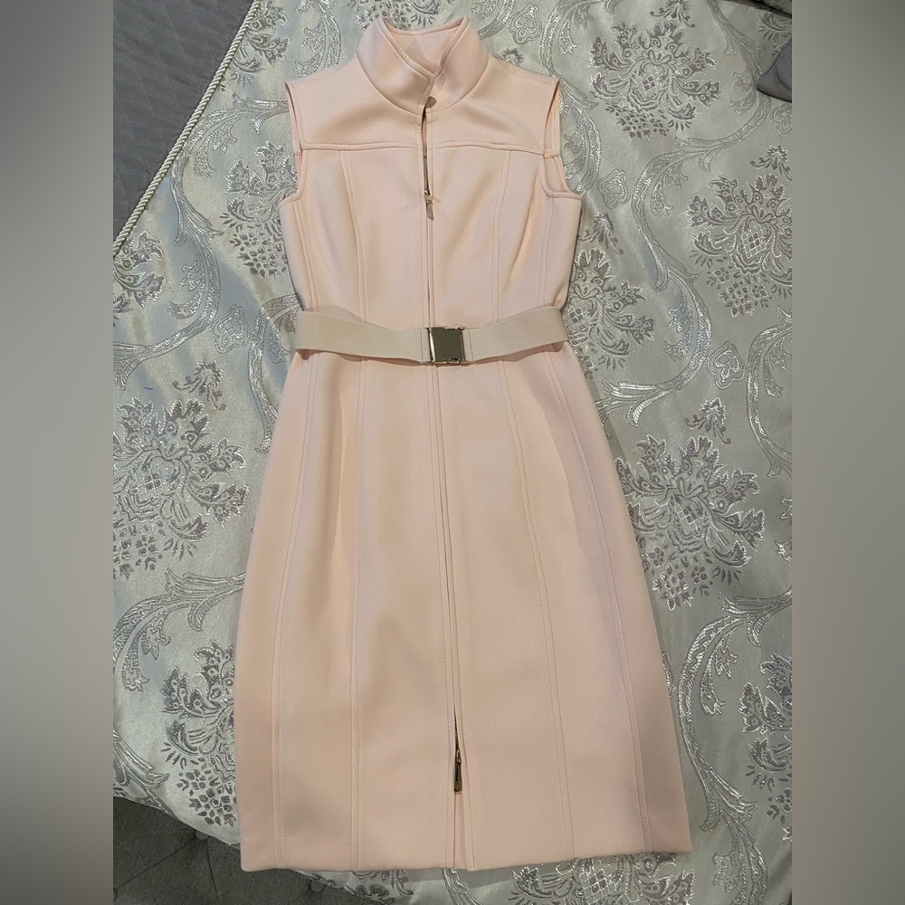 Tommy Hilfiger Light Pink Belted Midi Dress